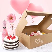 Boîte de Pâtisserie Jetable Personnalisée pour Cupcakes et Gâteaux avec Fenêtre Transparente, 12 X 12 X 12