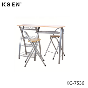 Modern Furniture 3PCS Dining <strong>Table</strong> with 4 Storage Shelves Bar <strong>Table</strong> and <strong>Small</strong> <strong>Kitchen</strong> <strong>Table</strong> Set <strong>for</strong> 2 - Product Image 1