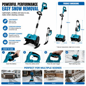 Souffleuse à neige sans fil portable de qualité industrielle, alimentée par batterie, autopropulsée, largeur de déblaiement de 22 pouces, moteur sans balais - Product Image 6