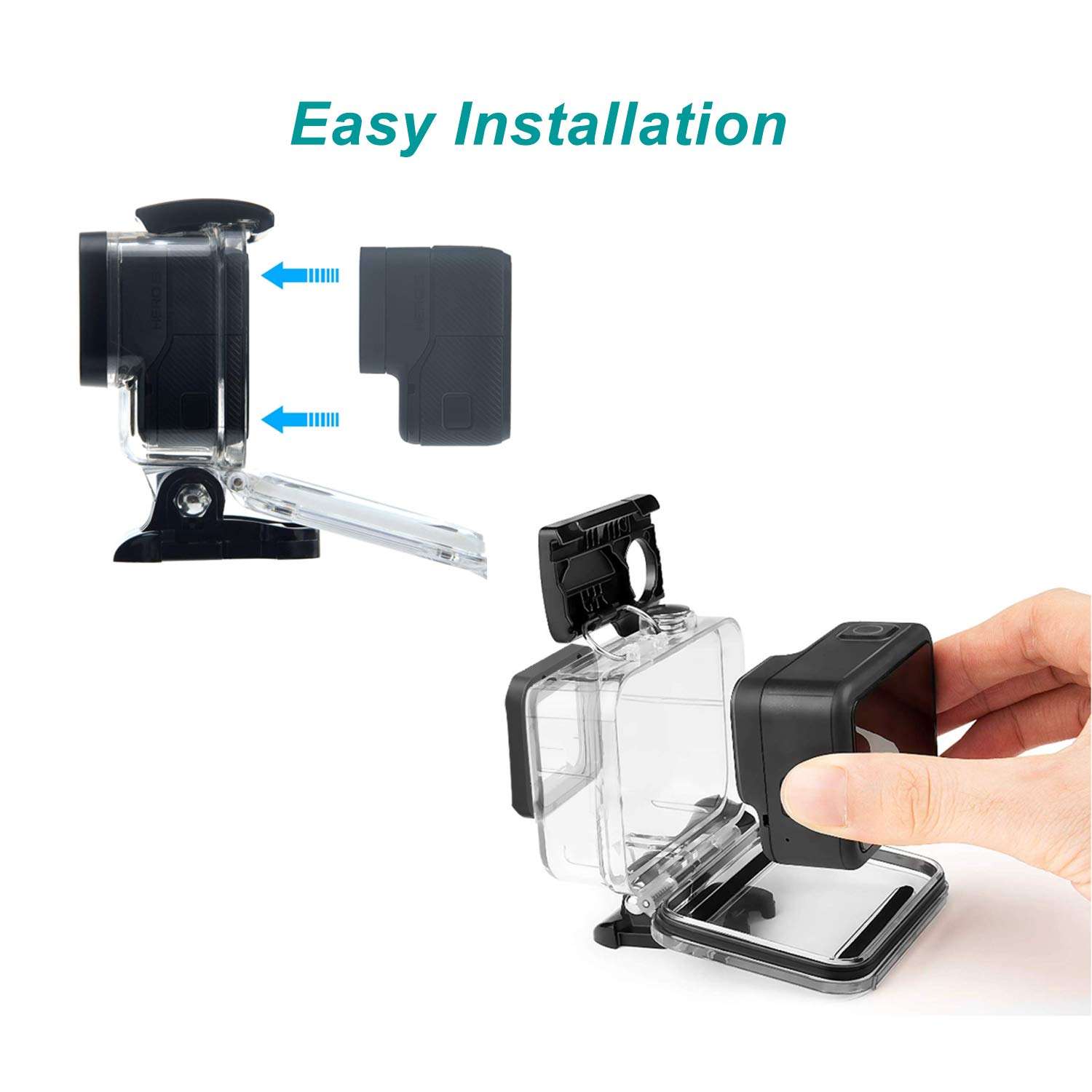 HONGDAK Underwater Standard GoPros Hero7 Waterproof Housing Case Cover Camera Accessory for Hero5/6/7 with Touch Screen