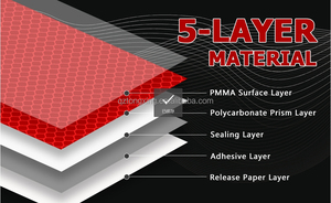 Khả năng hiển thị cao aluminized không thấm nước tự dính kim cương lớp lăng trụ màu trắng và màu đỏ an toàn cảnh báo dán bền an toàn - Product Image 4