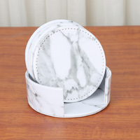 Napperons et sous-verres en cuir à motif marbré: tapis de table en PU antidérapants à double face pour une isolation thermique et imperméable