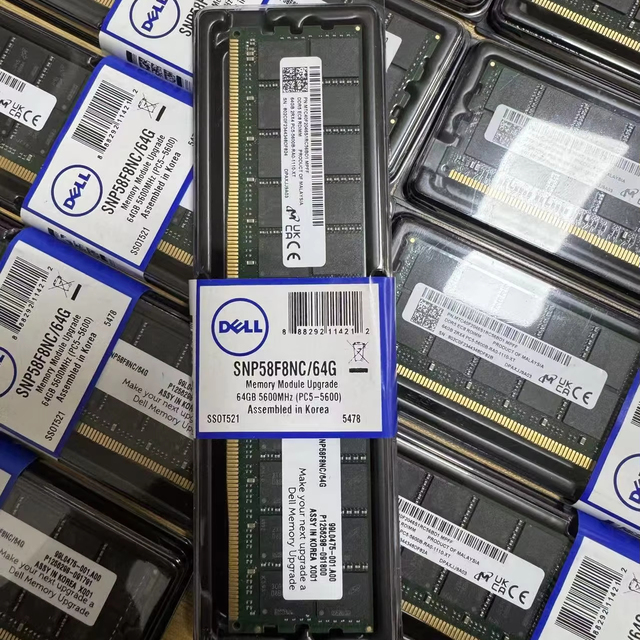 D Ell 64GB Server Memory DDR5 4800MHz 5600MHz 6400MHz ECC RDIMM for PowerEdge R760 R660 R550 in Stock