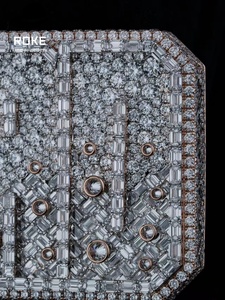Ciondolo Personalizzato con Diamanti Iced Hip Hop Rapper, Mosaico Intarsiato, Diamante Coltivato in Laboratorio, Iniziale <span class=keywords><strong>Nome</strong></span>, Catena in Oro Bianco 9K-14K, Gioielleria Fine - Product Image 3