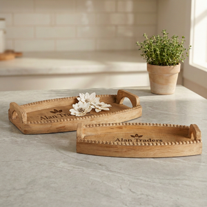 Bandeja Rectangular de Madera Alan Traders con Logotipo Grabado, Estilo Rústico Hecho a Mano, para Regalos, Decoración de Ramadán y Eid, Estilo Único - Product Image 1