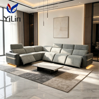 Canapé Chesterfield en velours Yilin, design moderne, capitonné, inclinable électrique, éclairage LED, USB, mobilier pour appartement, centre commercial, hôtel