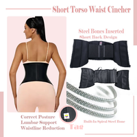 Ceintures amincissantes en latex double couche avec baleines en acier flexibles, contrôle ferme, haute compression, fermeture à crochets et zip pour femmes