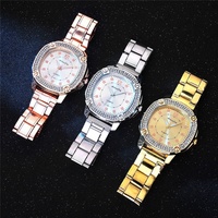 Montre de luxe pour femmes en acier inoxydable 1120, montre à quartz dorée avec diamants, meilleur cadeau