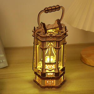 Wholesales DIY 3d Wooden <b>Puzzle</b> for Adults Kids for Home Decor LED Luminescence Vintage Lamp - Product Image 4