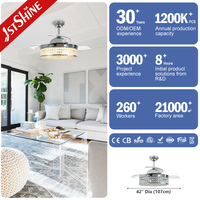 1stshine Ventilateur de plafond intelligent de luxe à LED, design moderne professionnel, 42 pouces, efficace, directement de l'usine