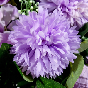 <b>Artificial</b> Purple Flower <b>Bouquet</b> Decorative Wreath and Swag Floral Arrangement with Green Leaves for Home Wedding Decor - Product Image 4