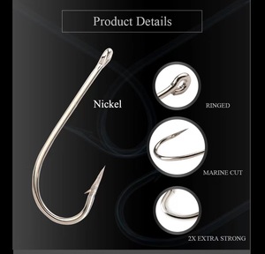 Hameçon de pêche bagues en acier à haute teneur en carbone, crochet de mer semblable à <span class=keywords><strong>Mustad</strong></span> 2330, Kirby - Product Image 4