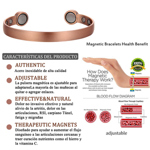 Bracelets magnétiques biomagnétiques en cuivre pur à 99,99 % pour l'arthrite, 3500 Gauss, pour la santé, avec pierres naturelles - Product Image 4