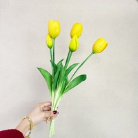 NINI Vente en gros de 5 têtes de tulipes artificielles de haute qualité, tulipes blanches, fleurs artificielles au toucher réel, tige unique, décoration d'intérieur, Noël, Halloween