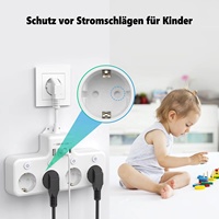 Multiprise anti-surtension UE avec interrupteurs individuels, 4 prises CA et 4 ports USB à charge rapide