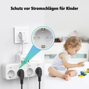 Multiprise anti-surtension UE avec interrupteurs individuels, 4 prises CA et 4 ports USB à charge rapide - Product Image 5