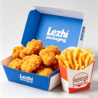Boîte à hamburger personnalisée en papier kraft écologique Lezhi, boîte à emporter pour poulet frit, frites à emporter, emballage pour restauration rapide