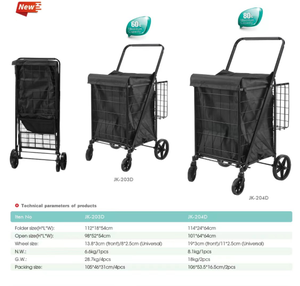 <b>Foldable</b> Steel Shopping Trolley 1 Handle Durable 60L Capacity Grocery <b>Cart</b> Black Wire Frame Utility Bag Carrier Indoor Outdoor - Product Image 5