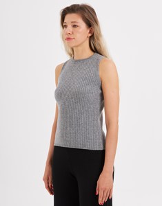 Gilet en cachemire pur à 100 % pour femme, col rond, tricoté plat, sans manches, style décontracté et chic pour l'hiver - Product Image 4