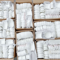 White Relief Ceramic Dinnerware Set Wholesale Price Stock Porcelain Plates Bowls Cup Saucer Dishes Mixed Wholesale by Ton
