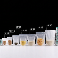 Sachet Doypack Transparent Mat Givré en Plastique pour Aliments, Refermable avec Fermeture Éclair, pour Soupe