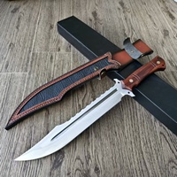 Couteau de survie d'extérieur en acier inoxydable à lame fixe, couteau de chasse avec étui en cuir pour le camping et l'aventure, directement de l'usine