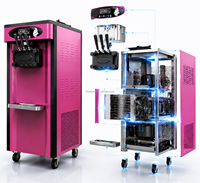 Fabricant de machine à crème glacée automatique commerciale professionnelle Machine à crème glacée verticale molle à 3 saveurs