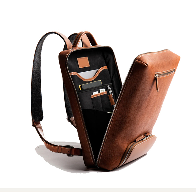 OEM Custom Premium Full Grain Leather Briefcase Business Laptop Bag Vintage Style Tablet Backpack for Professionals