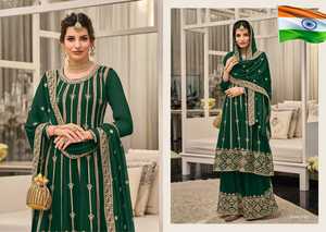 คุณภาพพรีเมี่ยมการออกแบบล่าสุด Georgette เย็บปักถักร้อยทำงาน Salwar Kameez กับ Dupatta ผู้หญิงแฟชั่นผู้ผลิต - Product Image 4