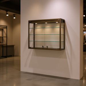 Vitrina de Exhibición de Pared de Hierro 95x25x80cm Bronce con Luces LED para Uso Comercial - Product Image 3