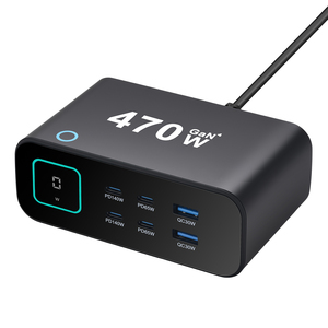 Station de charge USB-C 470W, chargeur rapide 6 ports (4C+2A) à technologie GaN, affichage de puissance TFT LCD, PD3.1 140W PPS pour <span class=keywords><strong>iPhone</strong></span> 17 et ordinateur portable - Product Image 3