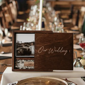 Vintage Wood <strong>Keepsake</strong> <strong>Memory</strong> Engraved Gift <strong>Box</strong> USB <strong>Box</strong> Wedding Gift Photo <strong>Box</strong> with Sliding Lid - Product Image 1