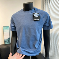 T-shirt de sport d'extérieur à séchage rapide pour hommes, en soie glacée élastique, col rond, manches courtes, idéal pour l'été et le fitness (vente en gros)