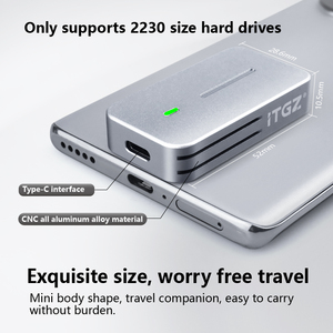 <span class=keywords><strong>Caja</strong></span> Externa de <span class=keywords><strong>Disco</strong></span> <span class=keywords><strong>Duro</strong></span> Móvil de Estado Sólido ITGZ M.2 2230 de Aluminio, Protocolo NVME, 10 Gbps, Tipo-C, Expansión Universal <span class=keywords><strong>para</strong></span> Computadoras - Product Image 4