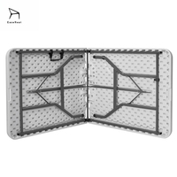 Table pliante portable en gros, table rectangulaire en plastique blanc, mobilier d'extérieur, banquet, restauration, camping