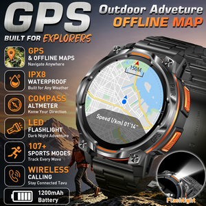 Smartwatch BWKC108 (Mappe Offline) per Uomo, GPS, Risposta alle Chiamate, Bussola, Torcia, Fitness Tracker per Android e iOS - Product Image 1