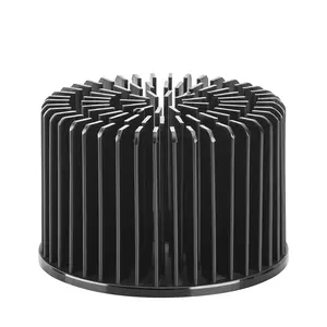 30w直径120毫米定制高度70毫米黑色阳极氧化圆形发光二极管灯针鳍铝散热器价格