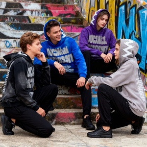 Sudadera con capucha oversize estilo streetwear vintage, lavado ácido, efecto desgastado por el sol, con bordado de apliques, de tejido grueso y efecto desgastado, éxito de ventas 2026 - Product Image 2