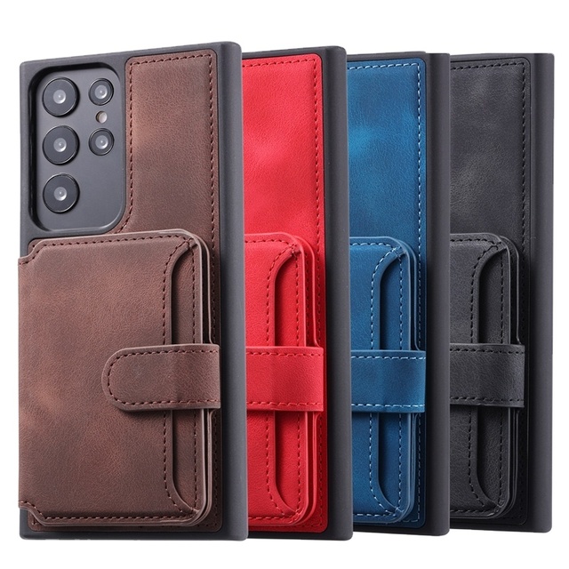 Business Leather Wallet Cellphone Cases for samsung S23 S22 ultra Card Holder Pu Phone case for samsung S24 S25