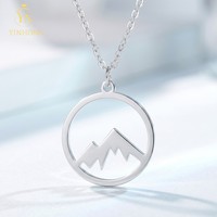 Collier unisexe en argent sterling S925, motif cercle montagne, accessoires de plein air durables, bijoux de mode pour la randonnée et les voyages, vente en gros