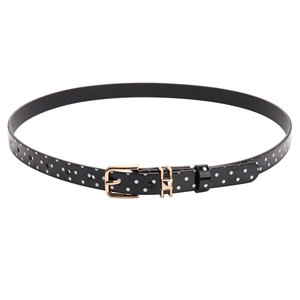 Cinturón de Cuero Sintético Color Caramelo con Estampado de Puntos, Estilo Americano, para Mujer, Primavera-Verano, Accesorio de Alta Gama - Product Image 4