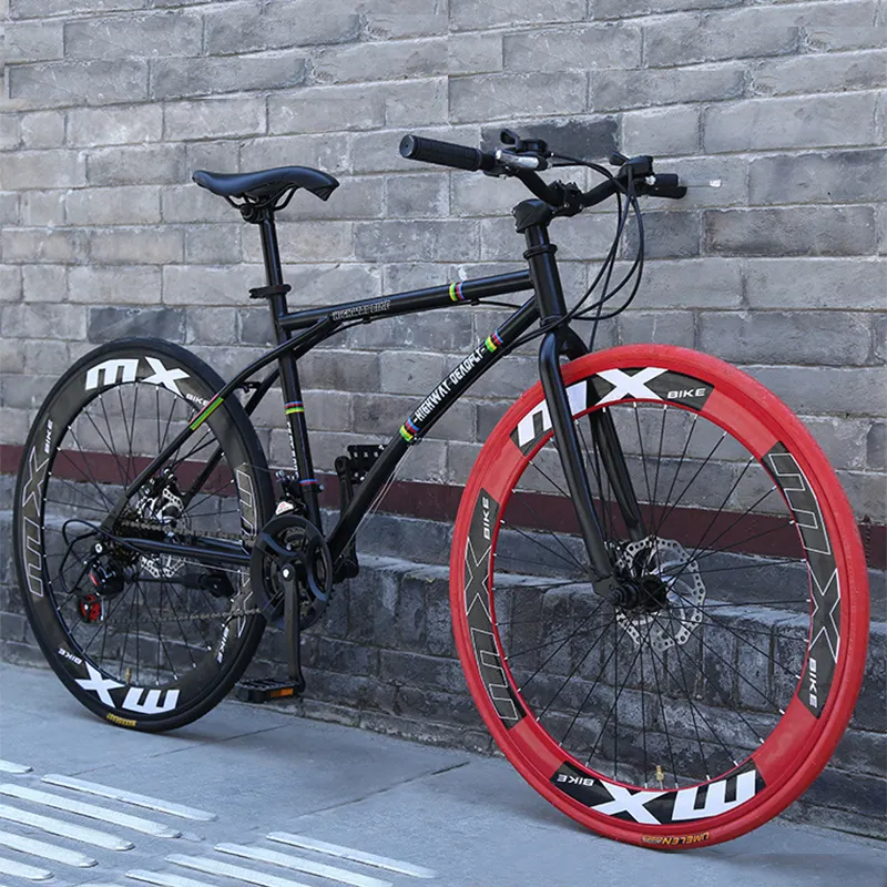 Toptan kaliteli vintage 21 hız tekerlek 26 inç karbon alüminyum alaşımlı çerçeve adam gri sabit dişli yol bisiklet yetişkin bisiklet