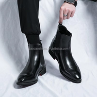Bottes Chelsea en cuir pour hommes, noires, résistantes, pour l'hiver, vente en gros