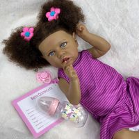Muñeca de Vinilo de 22 Pulgadas, Nueva, Africana, Negra, con Boca Curva, Simulación de Bebé, Regalo para Niños