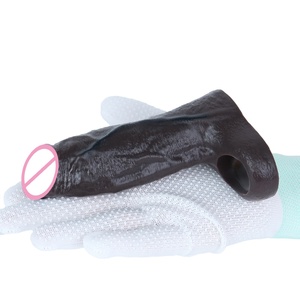 Funda de silicona suave negra para agrandamiento de pene, tipo media funda, con anillo para el pene, para retrasar la eyaculación masculina, juguete sexual para adultos. - Product Image 2
