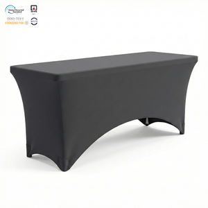 Housse de table extensible et ajustée, bleu marine, 6 pieds, en spandex, imperméable, durable et personnalisable, pour événements scolaires - Product Image 1