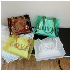 Mode grand sac fourre-tout en PVC Transparent multicolore Ins Style sac à main cadeau sac à provisions en plastique avec Logo et dire quelques mots - Product Image 2