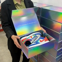 Scatola di Imballaggio in Carta Olografica di Alta Qualità, Lussuosa e Personalizzabile con LOGO, Chiusura Magnetica, Rigida e Pieghevole per Scarpe
