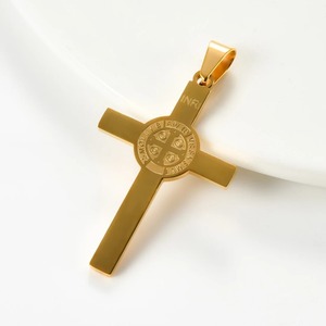 Ciondoli a croce di <span class=keywords><strong>San</strong></span> Benedetto in acciaio inossidabile per collane da donna e da uomo, ciondoli religiosi cattolici per la preghiera, amuleti, gioielli, regalo. - Product Image 4