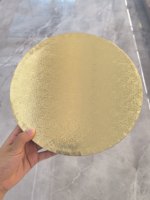 Plateau à gâteau en carton ondulé doré, base ronde en carton pour aliments